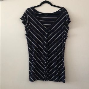 Plus Size V-Neck Stripe Short Sleeve T-Shirt
